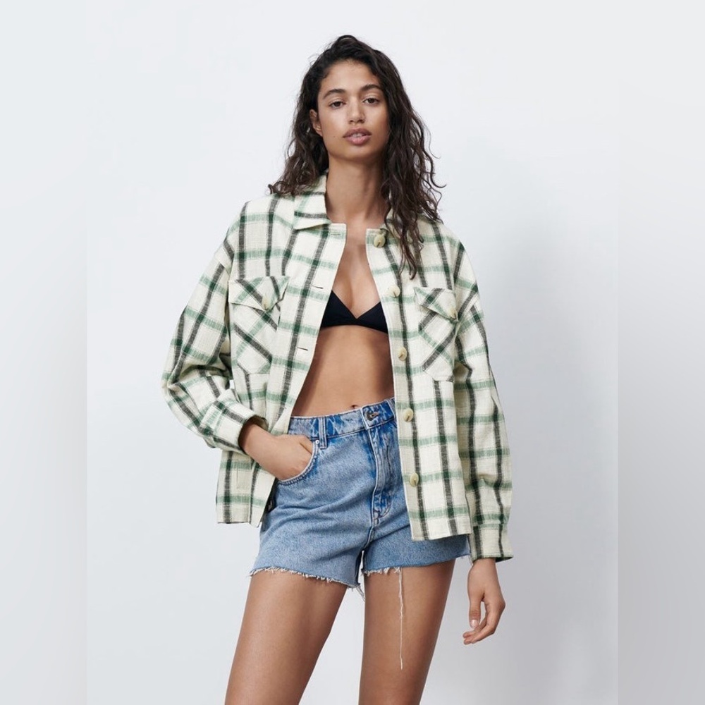 Zara Green Plaid Overshirt